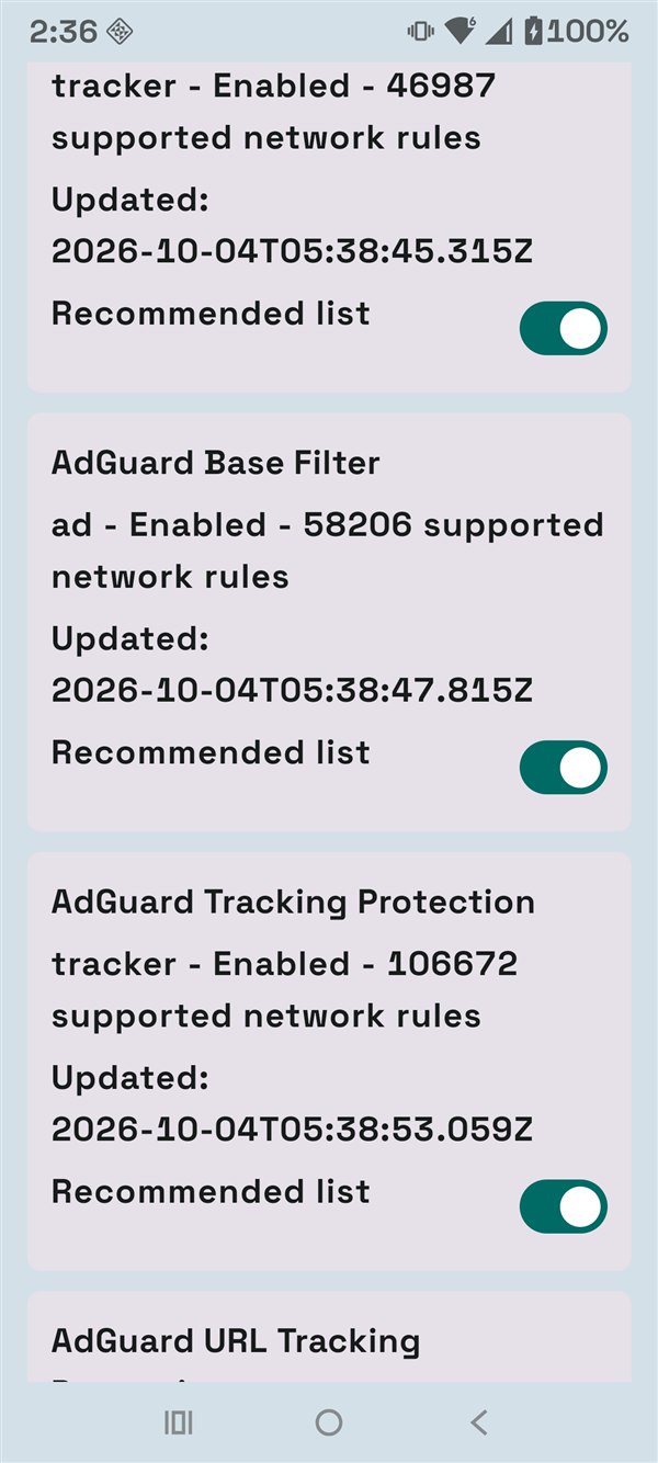 Additional privacy lists