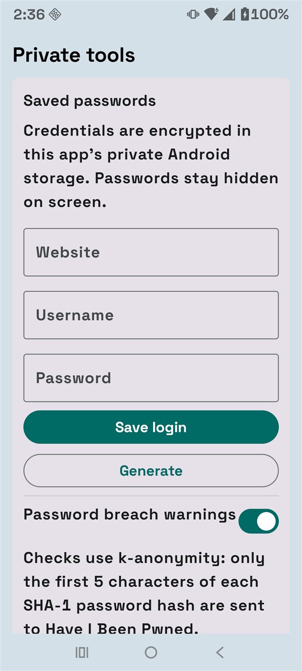 Encrypted saved-password tools