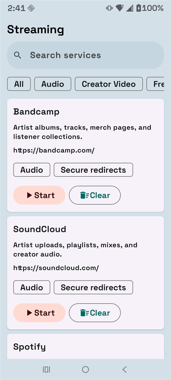 Streaming Hub in Bubbles Browser