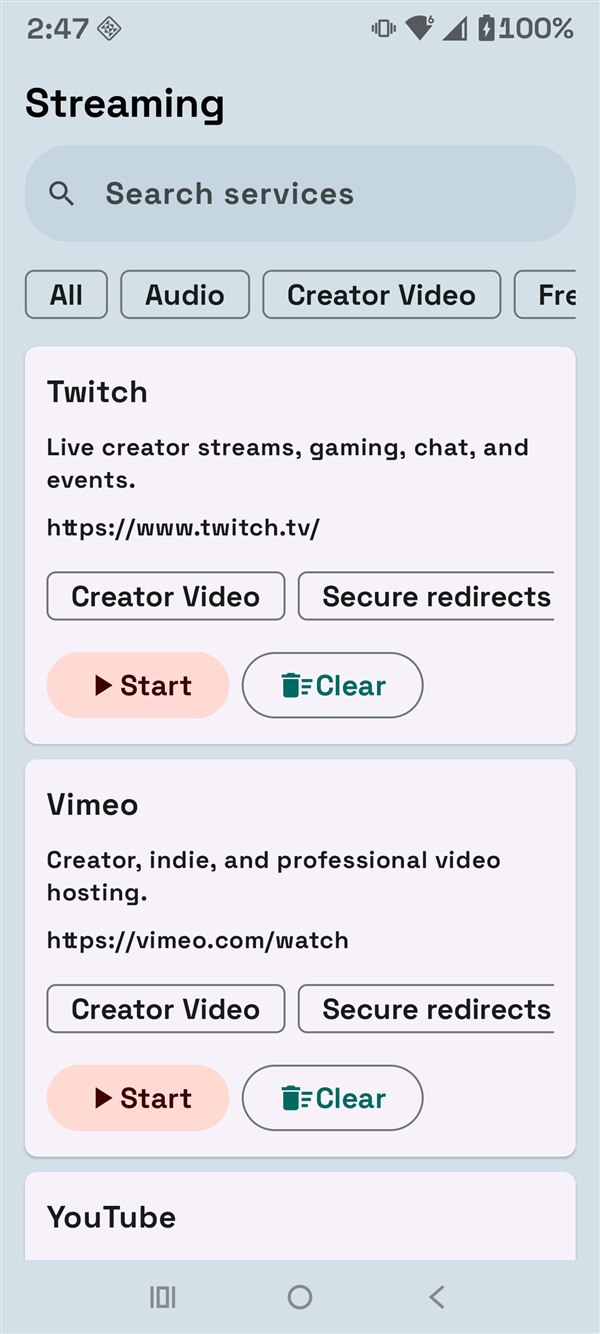 Streaming Hub Creator Video tab