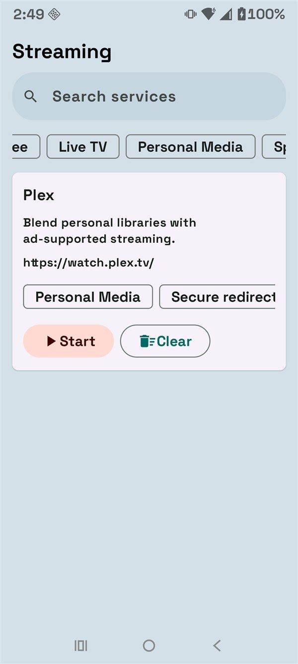 Streaming Hub Personal Media tab